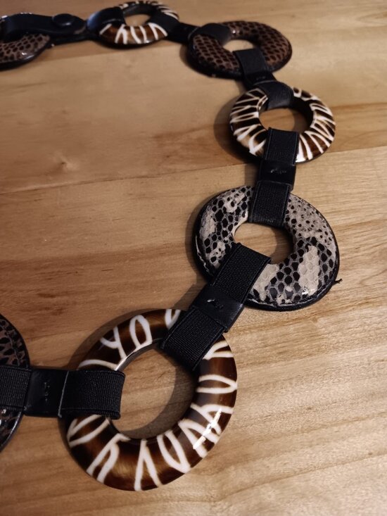 Womens Belt Stretch Snake Skin Animal Print Rings Statement 28\